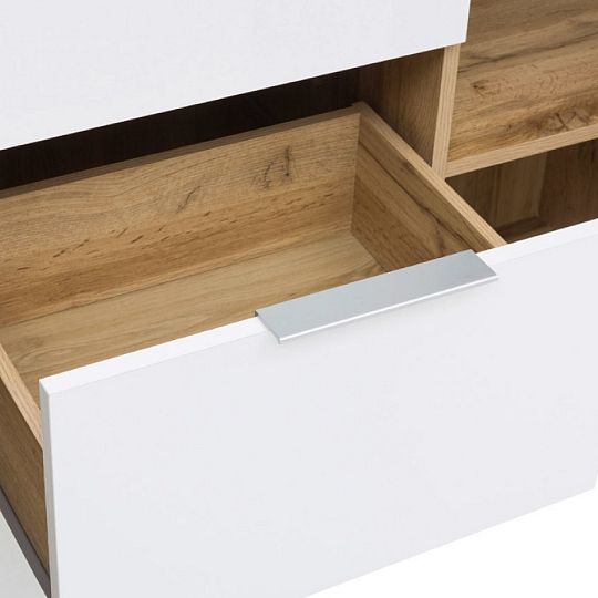 Zele Komoda KOM2D3S, dub wotan/bílý lesk