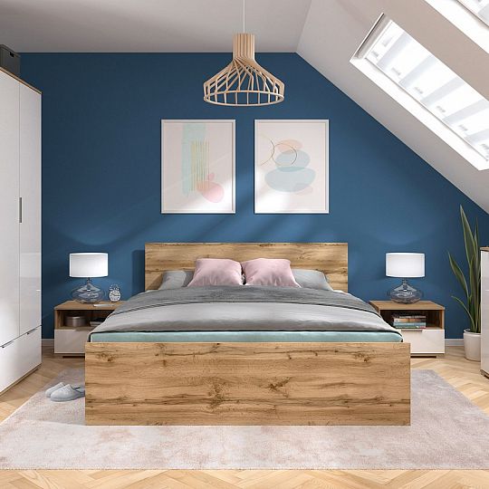 Zele Komoda KOM2D3S, dub wotan/bílý lesk