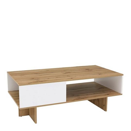 Zele konferenční stolek LAW/120, dub wotan/bílý lesk