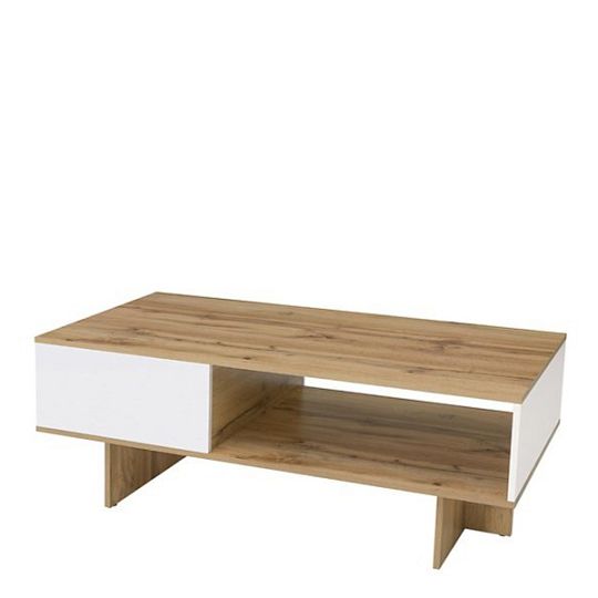 Zele konferenční stolek LAW/120, dub wotan/bílý lesk