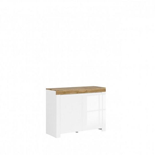 HOLTEN skříňka KOM2D, bílá/dub wotan/bílý lesk