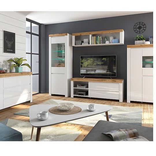 HOLTEN Regál REG3S, dub wotan/bílý lesk