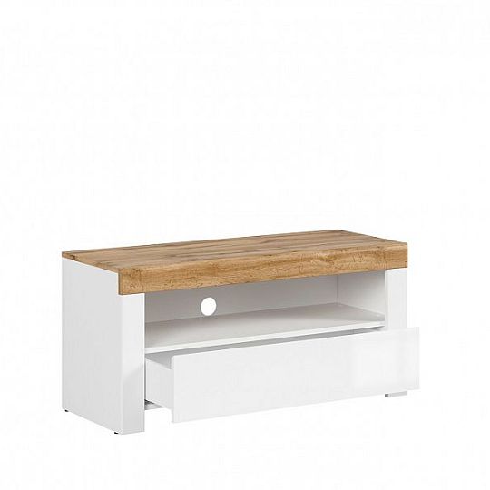 HOLTEN Televizní stolek RTV1S, dub wotan/bílý lesk
