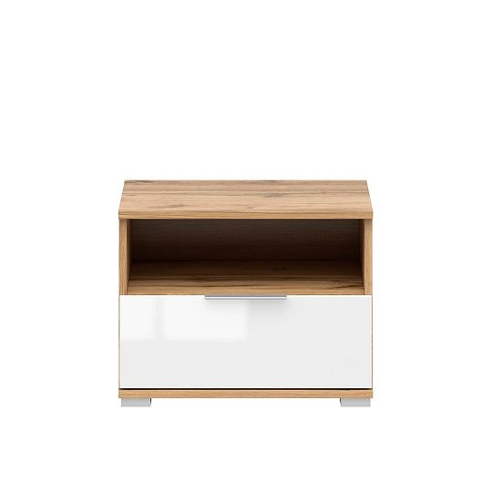 ZELE noční stolek KOM1S dub wotan/bílý lesk