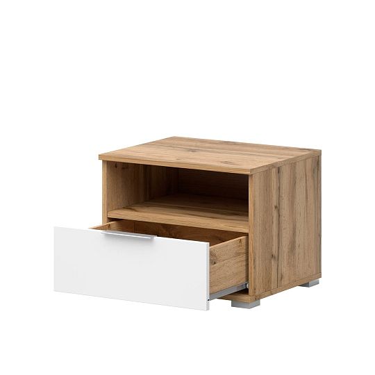 ZELE noční stolek KOM1S dub wotan/bílý lesk