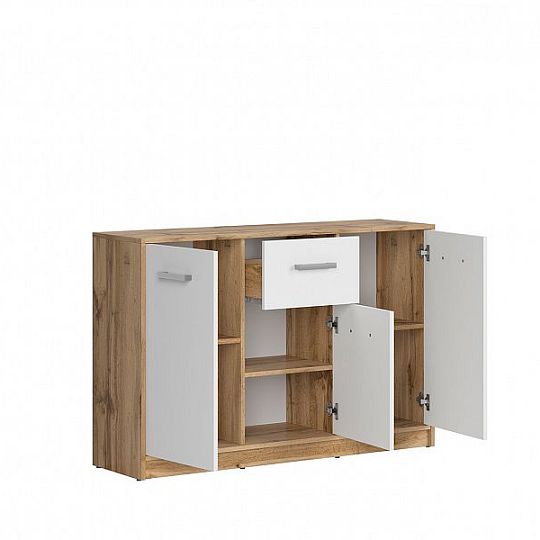 MATOS komoda KOM3D1S, dub wotan/bílá mat