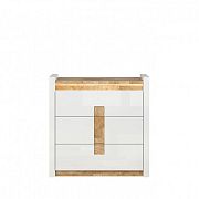 ALAMEDA komoda KOM3S bílý lesk/dub westminster