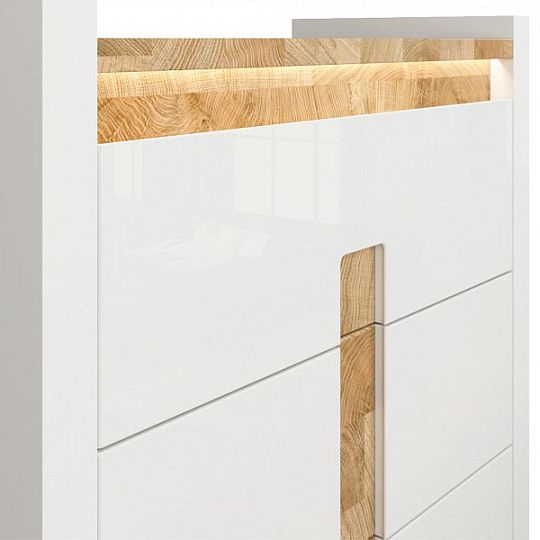 ALAMEDA komoda KOM3S bílý lesk/dub westminster