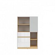 Nandu Komoda KOM2D1S, šedá/dub polský/bílý lesk