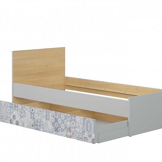 NANDU postel 90 cm, šedá/dub polský