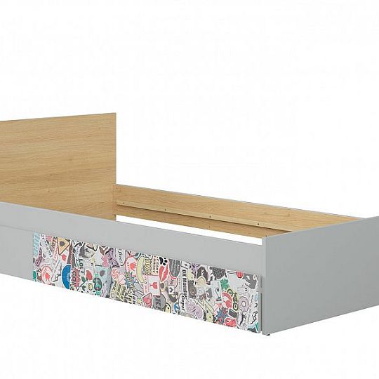 NANDU postel 90 cm, šedá/dub polský