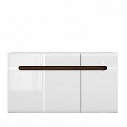 Azteca Trio Komoda KOM3D3S/8/15 Bílý/bílý lesk