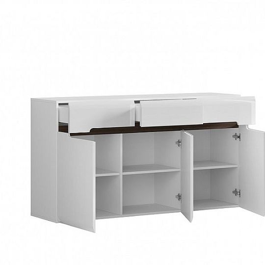 Azteca Trio Komoda KOM3D3S/8/15 Bílý/bílý lesk