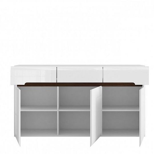 Azteca Trio Komoda KOM3D3S/8/15 Bílý/bílý lesk