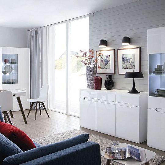 Azteca Trio Komoda KOM4S/8/11 Bílý/bílý lesk