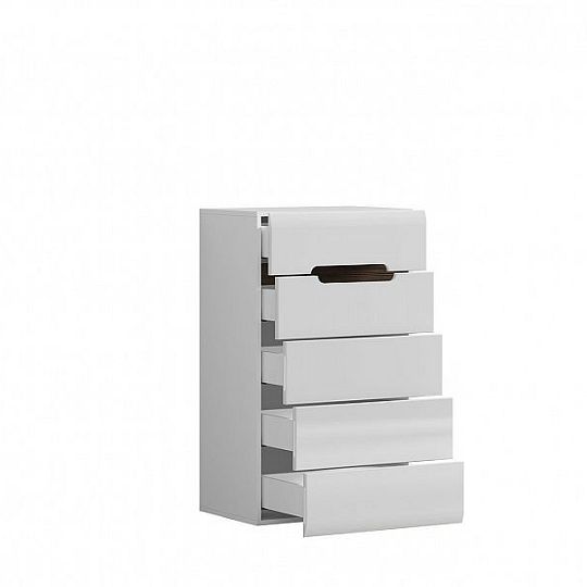 AZTECA TRIO Komoda KOM5S/10/6, bílá/bílý lesk