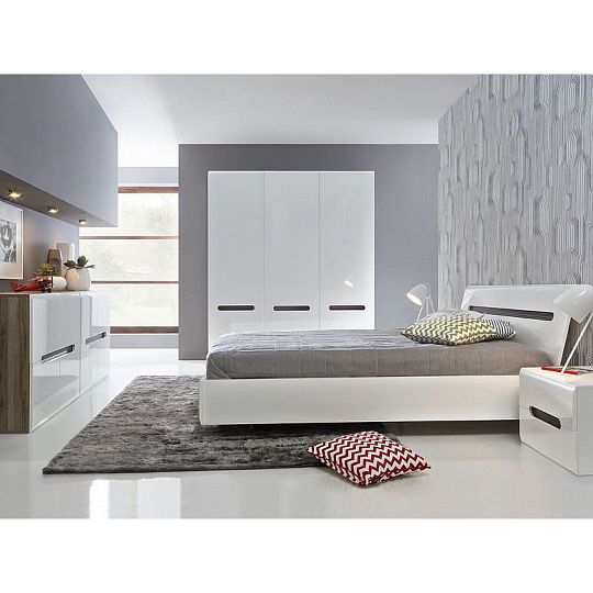 AZTECA TRIO postel 160 cm, bílý/bílý lesk