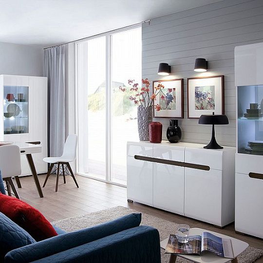 Azteca Trio vitrína REG1W1D/19/6 Bílý/bílý lesk