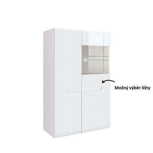 AZTECA TRIO vitrína SFK1W1D/14/9, bílá/bílý lesk