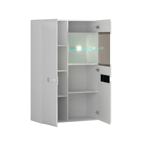 AZTECA TRIO vitrína SFK1W1D/14/9, bílá/bílý lesk