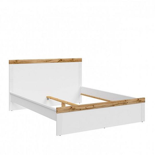 HOLTEN postel 160 cm, bílá/dub woltan/bílý lesk