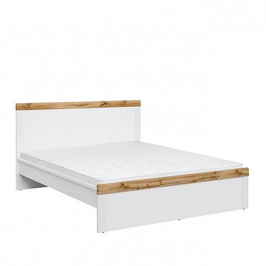 HOLTEN postel 160 cm, bílá/dub woltan/bílý lesk