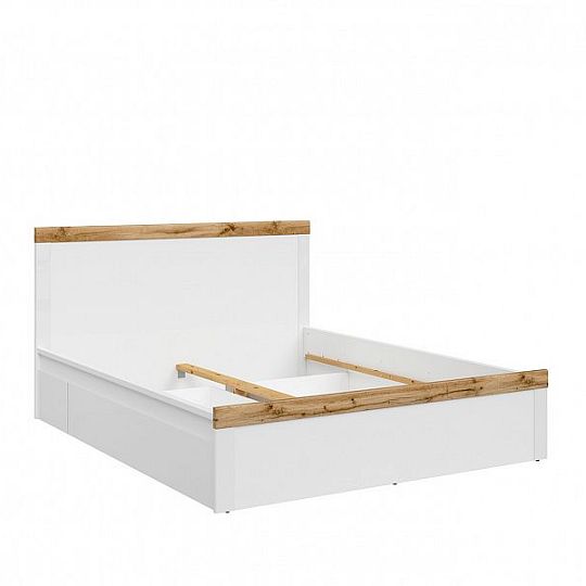 HOLTEN postel 160 cm, bílá/dub woltan/bílý lesk