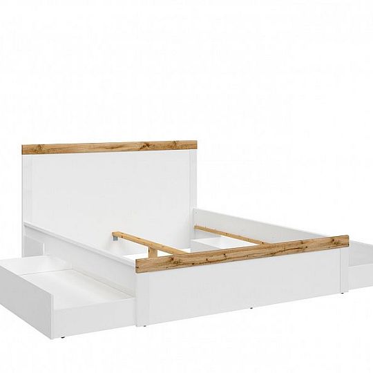 HOLTEN postel 160 cm, bílá/dub woltan/bílý lesk