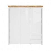 HOLTEN Skříň SZF3D2S, dub wotan/bílý lesk