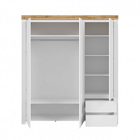 HOLTEN Skříň SZF3D2S, dub wotan/bílý lesk