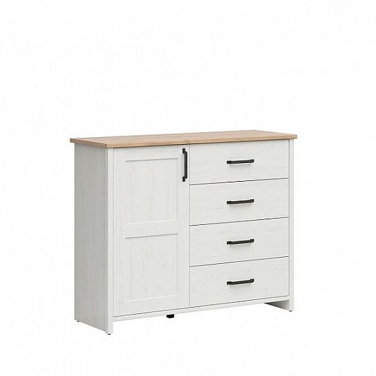 Loksa komoda KOM1D4S, borovice bílá anderson