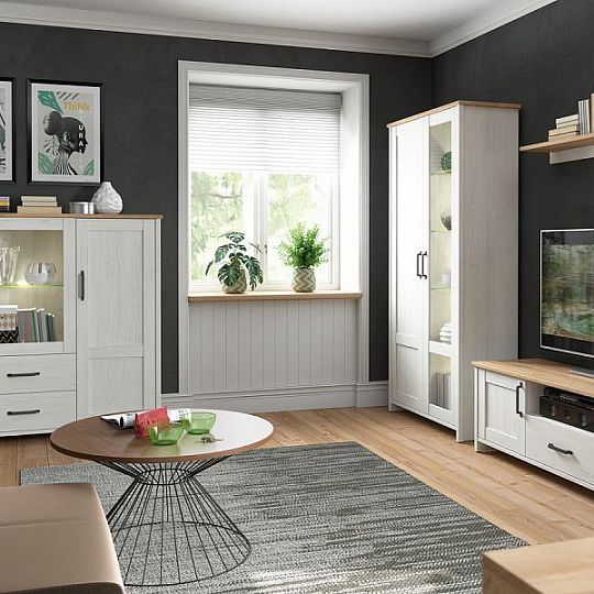 Loksa komoda KOM1D4S, borovice bílá anderson