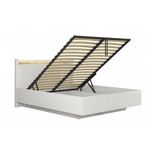 ALAMEDA postel 160 cm + rošt, bílý lesk/dub westminster