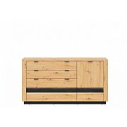 OSTIA komoda KOM1D4S, dub artisan/černý lesk