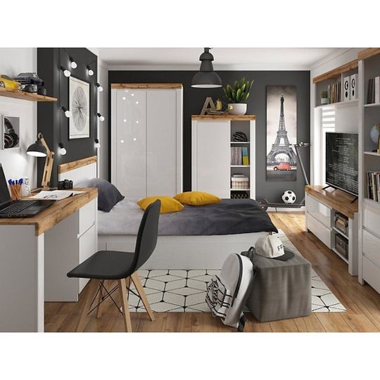 HOLTEN postel 120 cm, bílá/dub woltan