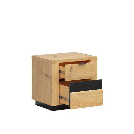 OSTIA noční stolek KOM2S, dub artisan/černý lesk