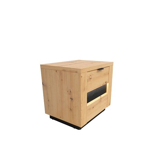 OSTIA noční stolek KOM2S, dub artisan/černý lesk