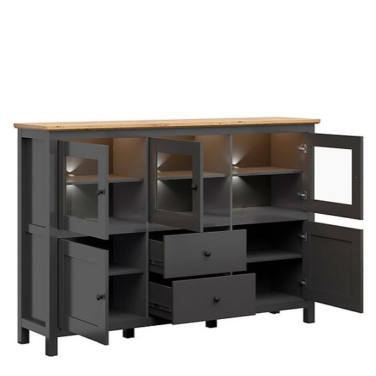 HESEN vitrína KOM3W2D2S/13/19, grafit/dub artisan