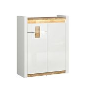 ALAMEDA komoda KOM2D1S, bílý lesk/dub westminster