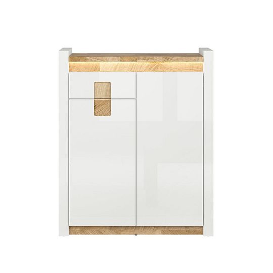 ALAMEDA komoda KOM2D1S, bílý lesk/dub westminster