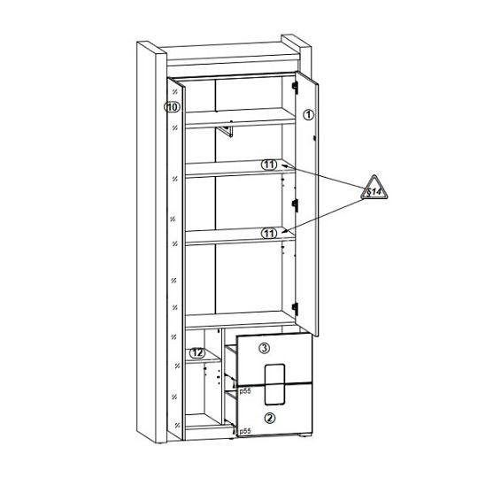 ALAMEDA skříň REG2D2S, bílý lesk/dub westminster