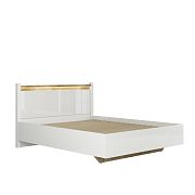 ALAMEDA postel 140 cm, úložný prostor a rošt, bílý lesk/dub westminster