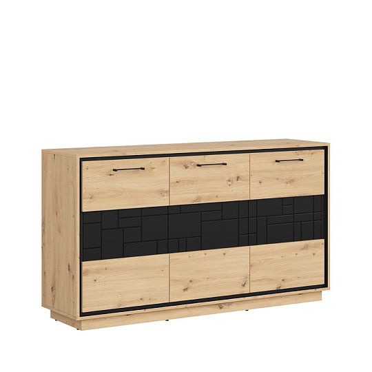 PONT komoda KOM3D, dub artisan/černý mat