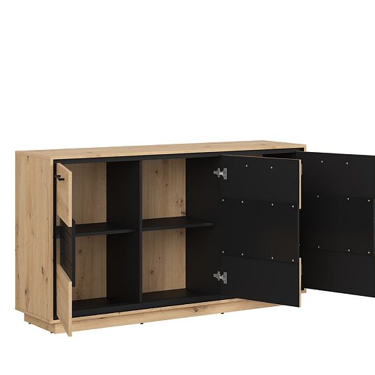 PONT komoda KOM3D, dub artisan/černý mat