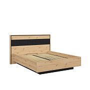 PONT postel 160 cm, úložný prostor a rošt, dub artisan/černý mat