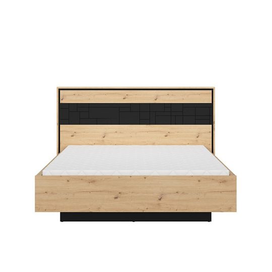 PONT postel 160 cm, úložný prostor a rošt, dub artisan/černý mat