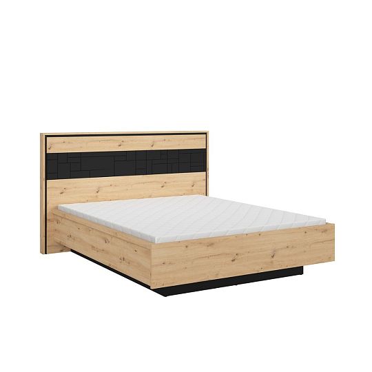 PONT postel 160 cm, úložný prostor a rošt, dub artisan/černý mat