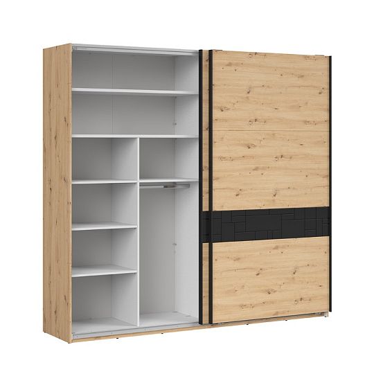 PONT šatní skříň SZF/240, dub artisan/černý mat