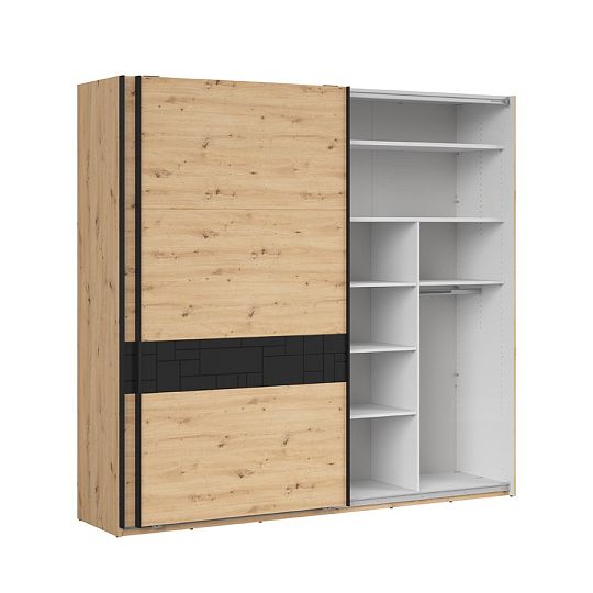 PONT šatní skříň SZF/240, dub artisan/černý mat