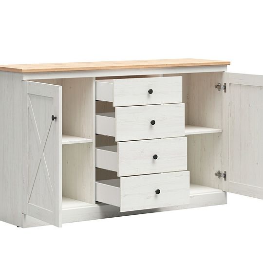 FRIJA komoda KOM2D4S, borovice bílá andersen/dub artisan